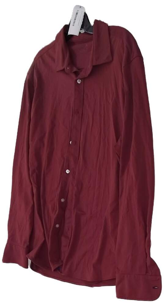 Untuck It Mens Burgundy Long Sleeves Spread Collar Button Up Shirt Size XL image number 2