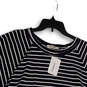 NWT Womens Blue White Striped Round Neck Pullover Blouse Top Size Small image number 3