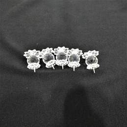 VNTG Swarovski Crystal Mini Pushpins W/ Mini Gold Plated Flute In Crystal Case IOB alternative image