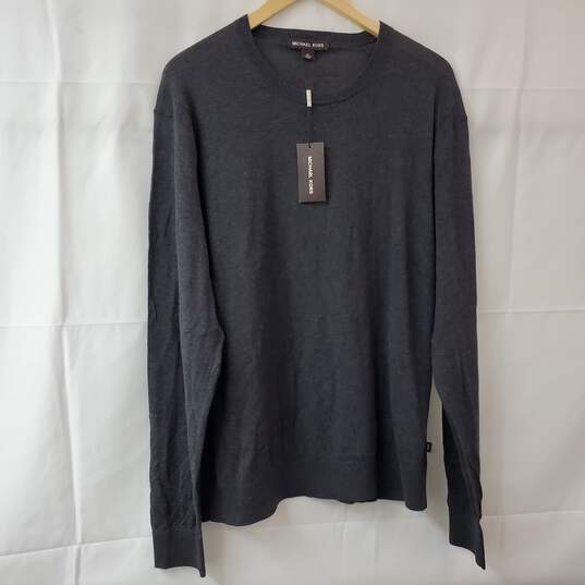 Michael Kors Cotton/Silk/Wool Gray Pullover Sweater LG NWT image number 1
