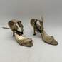 Manolo Blahnik Womens Gold Open Toe High Heel Ankle Strap Sandals Size EU 38.5 image number 3