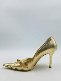 Dolce & Gabbana Cracked Gold Bow Pumps W 6.5 COA alternative image