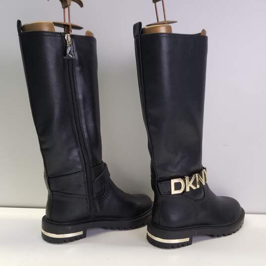 DKNY DELANIE BLACK BOOTS GOLD LOGO Women's Size 5.5 image number 4