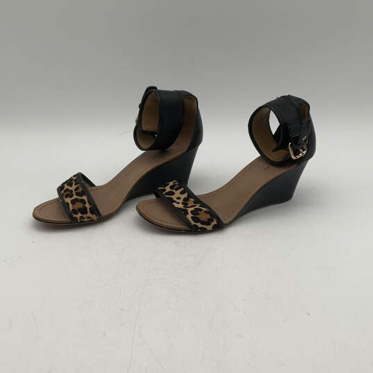 Womens Brown Animal Print Wedge Heel Adjustable Ankle Strap Sandal Size 6 image number 4