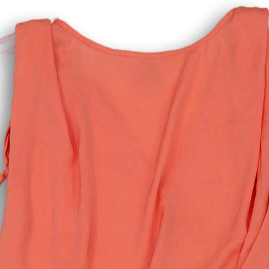Womens Orange Sleeveless V-Neck Drawstring Pullover Blouse Top Size Medium image number 4