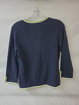 J. Crew Wool Blend Sweater Navy Blue & Green Size M alternative image