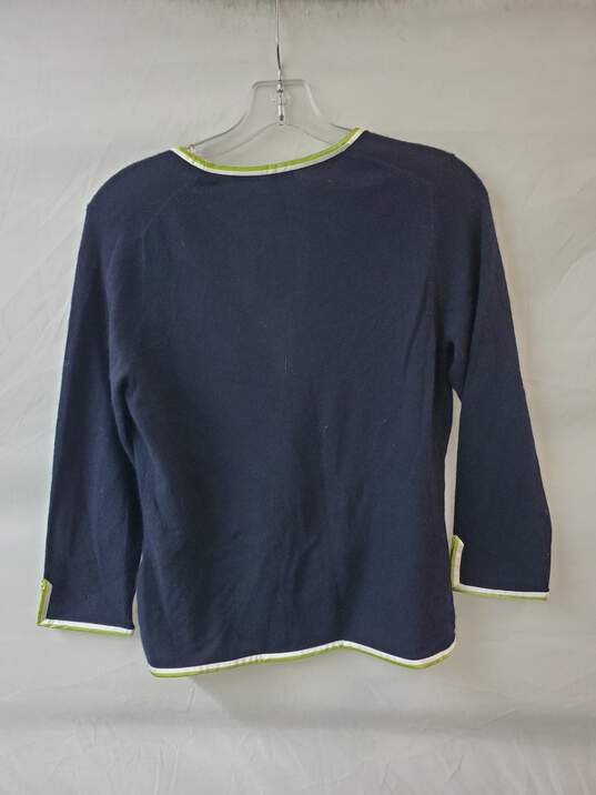 J. Crew Wool Blend Sweater Navy Blue & Green Size M image number 2