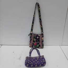 Pair Of Black And Purple Vera Bradley Bags