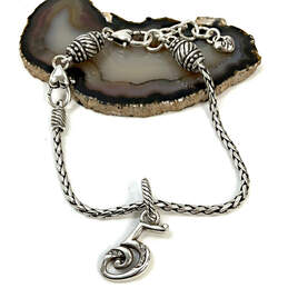 Designer Brighton Silver-Tone Chain Barrel Clasp Rhinestone Charm Bracelet