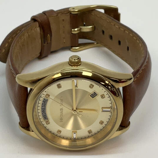 Designer Michael Kors MK-2374 Gold-Tone Adjustable Strap Analog Wristwatch image number 2