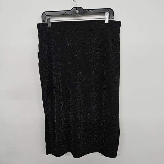 Romantic Blooms Rich Black Pull-On Midi Skirt image number 2