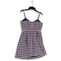 Womens Blue Pink Floral Spaghetti Strap Back Zip Mini Dress Size 10 alternative image
