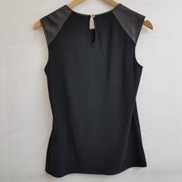 DKNY sleeveless faux leather ponte knit tank top XS tags alternative image