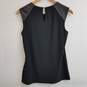 DKNY sleeveless faux leather ponte knit tank top XS tags image number 2