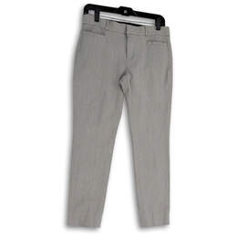 Womens Gray Flat Front Pockets Straight Leg Regular Fit Dress Pants Size 4