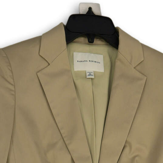 Womens Tan Notch Lapel Long Sleeve Single Breasted One Button Blazer Size 6 image number 3