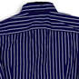 Mens Blue White Striped Long Sleeve Spread Collared Dress Shirt Size 14 image number 4