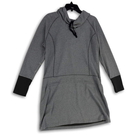 Womens Omni-Wick Gray Long Sleeve Pockets Hooded Sweater Dress Size XL image number 3