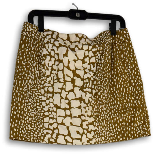 Womens Brown White Animal Print Flat Front Side Zip Mini Skirt Size 8 image number 1