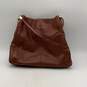 Womens Brown Leather Double Compartment Single Strap Zip Shoulder Bag image number 1