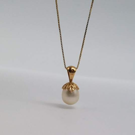 14k Gold FW Pearl Box Chain 19 Inch Necklace 2.2g image number 1
