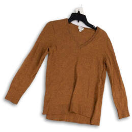 Mens Brown Long Sleeve V-Neck Regular Fit Pullover Sweater Size Medium