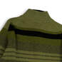 Mens Green Black Striped Long Sleeve 1/4 Zip Pullover Sweater Size Large image number 4