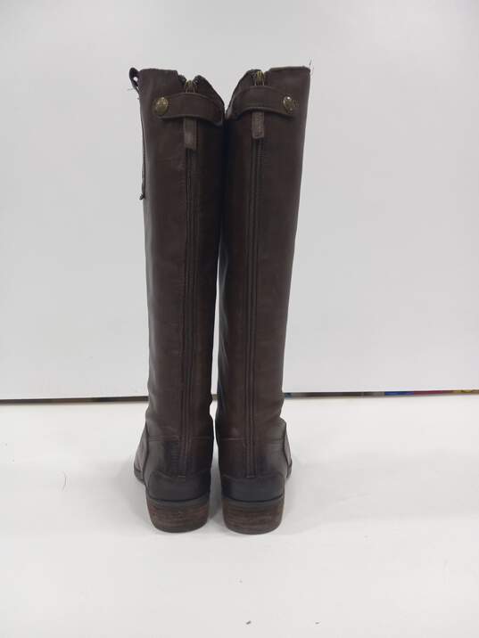 Sam Edelman Brown Leather Zip Riding Style Boots Size 7M image number 4