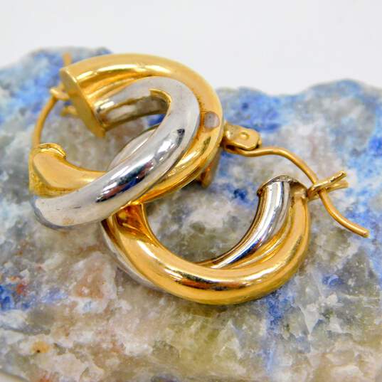 14k Yellow & White Gold Twisted Hoop Earrings 2.5g image number 1