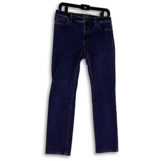 Womens Blue Denim Pockets Medium Wash Stretch Skinny Leg Jeans Size 8P image number 1