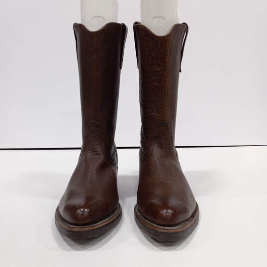 Men's Dark Brown Cowboy Boots Size 9D image number 4