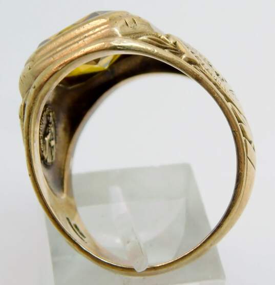 Vintage 10K Gold Yellow Sapphire Class Ring Size 10 12.8g image number 2