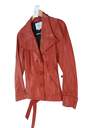 Womens Brown Long Sleeve Genuine Leather Jacket Size Small image number 1