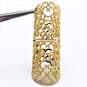 Gold Over Sterling Silver Scroll & Hearts Full Finger Ring 21.7g image number 1