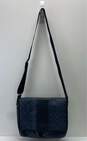 Coach Signature Heritage Stripe Blue/Black Leather Crossbody Messenger Bag image number 1
