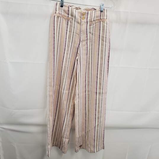 Maeve by Anthropologie Striped Linen Wide Leg Pants Women's Size 0 image number 1