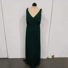 DB Studio Celebrate Juniper Green Long Mesh Gown With Cowl Size 14 NWT