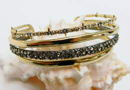 Alexis Bittar Goldtone & Gunmetal Crystals Accented Orbiting Cuff Bracelet 25.4g