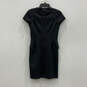 Womens Black Cap Sleeve Round Neck Regular Fit Front Zip Sheath Dress Sz 4 image number 1