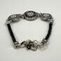 Designer Brighton Silver-Tone Black Rhinestone Reversible Beaded Bracelet image number 1