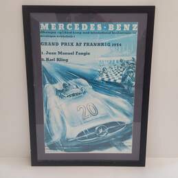 VINTAGE GRAND PRIX 1954 FRANKRIG RACEJUAN FANGIO MERCEDES BENZ Print Framed