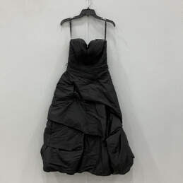 NWT Womens Black Strapless Sweetheart Neck Zip Bridesmaid Maxi Dress Size 4