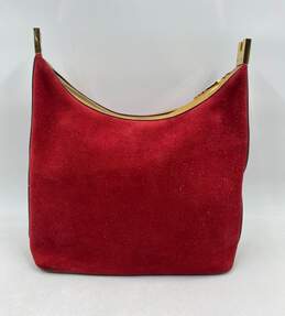Authentic Gucci Red Suede Shoulder Bag