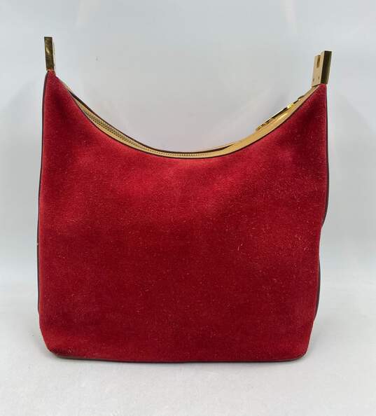 Authentic Gucci Red Suede Shoulder Bag image number 1