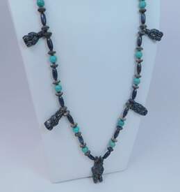 Vintage Carol Felley 925 Turquoise Mother Story Teller Necklace 74.3g
