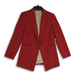 Womens Red Notch Lapel Single Breasted Long Sleeve One Button Blazer Size 6