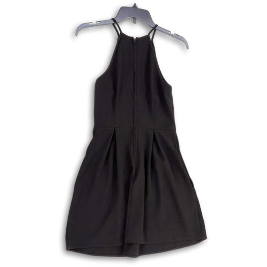 Womens Black Sleeveless Pleated Stretch Back Zip Mini Dress Size Small image number 2