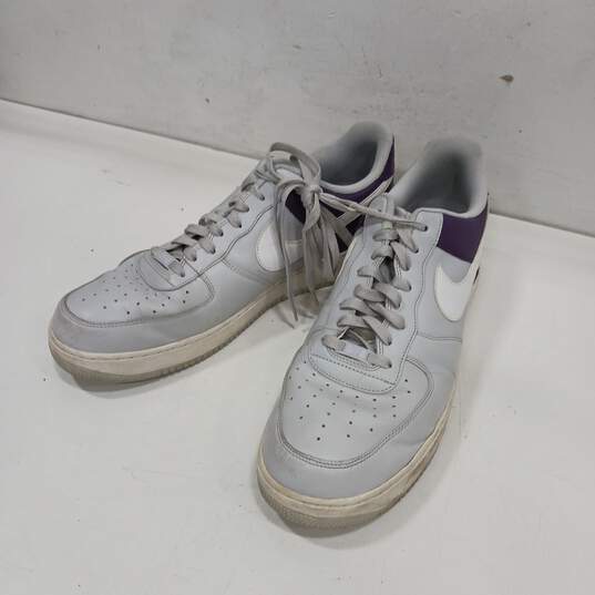 Nike Air Force 1 Purple, Grey, And White Shoes Men's Size 15 image number 2