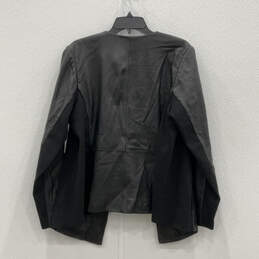 Womens Black Leather Long Sleeve Stretchable Open Front Jacket Size 20W alternative image