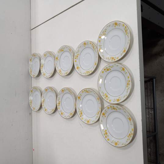 Bundle of 11 Contemporary Noritake Yellow Floral Blossom China Saucers image number 1